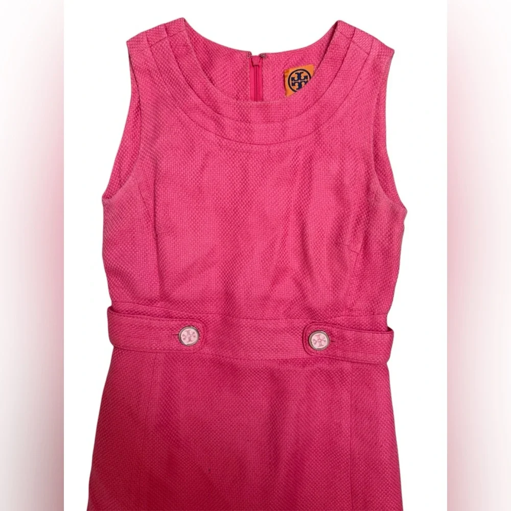Tory Burch Fuchsia Sleeveless Belted Shift Dress